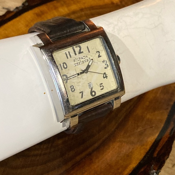 Silpada watch with leather band, vintage’06-‘08. - Picture 1 of 16